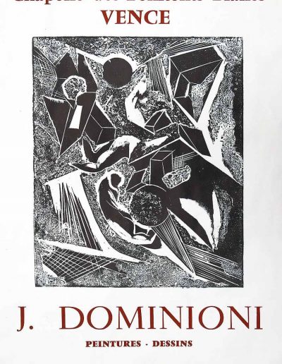 Affiche exposition de peinture de Jacques Dominioni peintre à Vence Chapelle des Penitents Blancs septembre octobre 1973