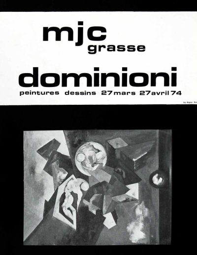 Affiche exposition de peinture de Jacques Dominioni peintre à la MJC de Grasse mars avril 1974