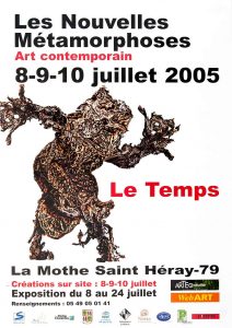 Affiche exposition de peinture de Jacques Dominioni peintre à La mothe Saint Héray 79 Les nouvelles métamorphoses art contemporain juillet 2005