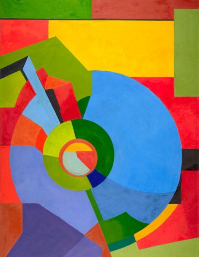 Huile sur toile – 1/3 Triptyque – dimensions hauteur x largeur : 130 x 100 cm – Orphisme – Art géométrique – réf. 11aJD17